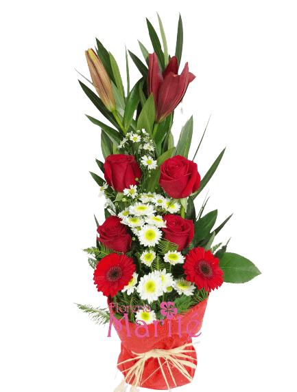 malla floral roja