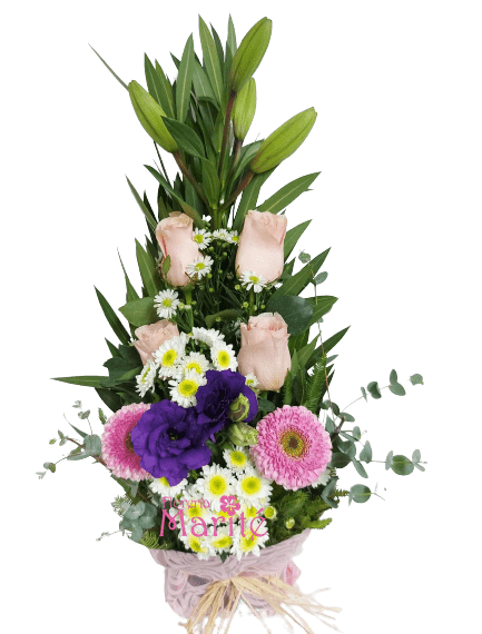 malla floral rosada