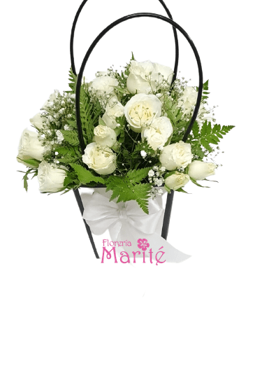Carterita de Mini Rosas Blancas