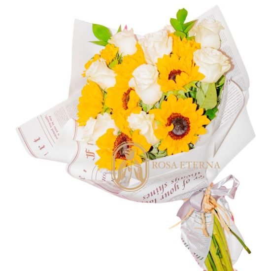 girasoles y rosas