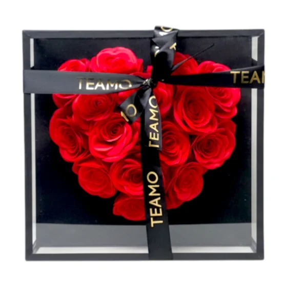 Corazón Eterno Black Edition – Rosas de Jabón en Caja Acrílica